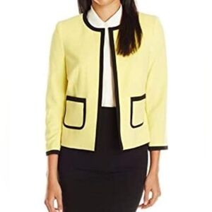 Nine West Women's Yellow Blazer Jacket with Black Trim Sz 6